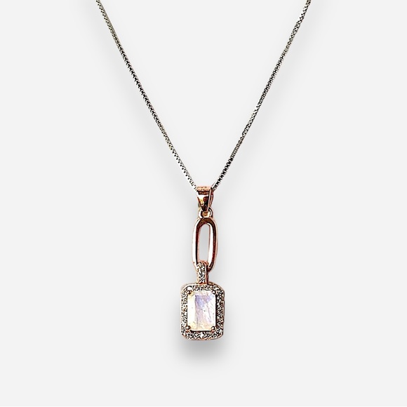 925 Sterling Silver Necklace moonstone - Picture 1 of 7
